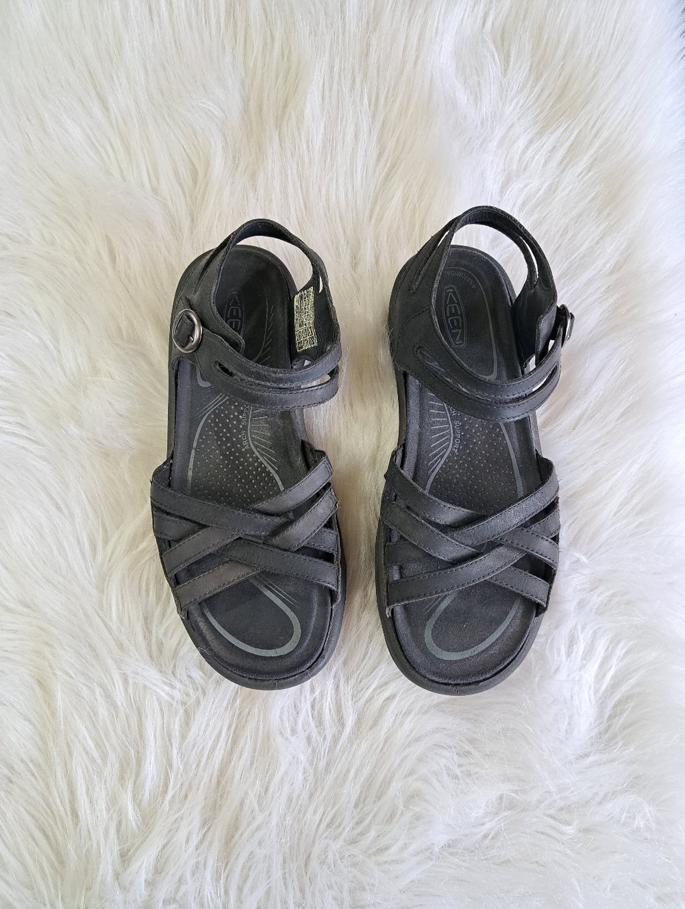 Keen blk leather sandals